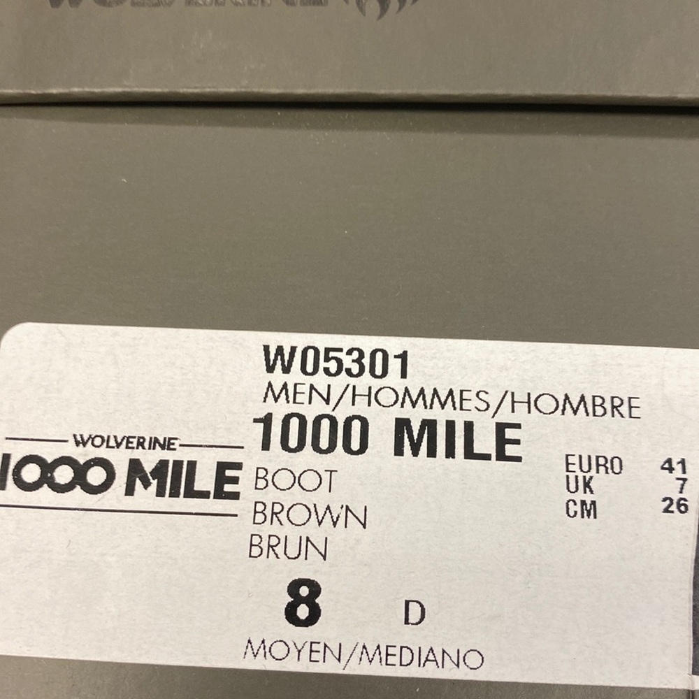 Brand new in box size 8 Brown wolverine 1000 boots